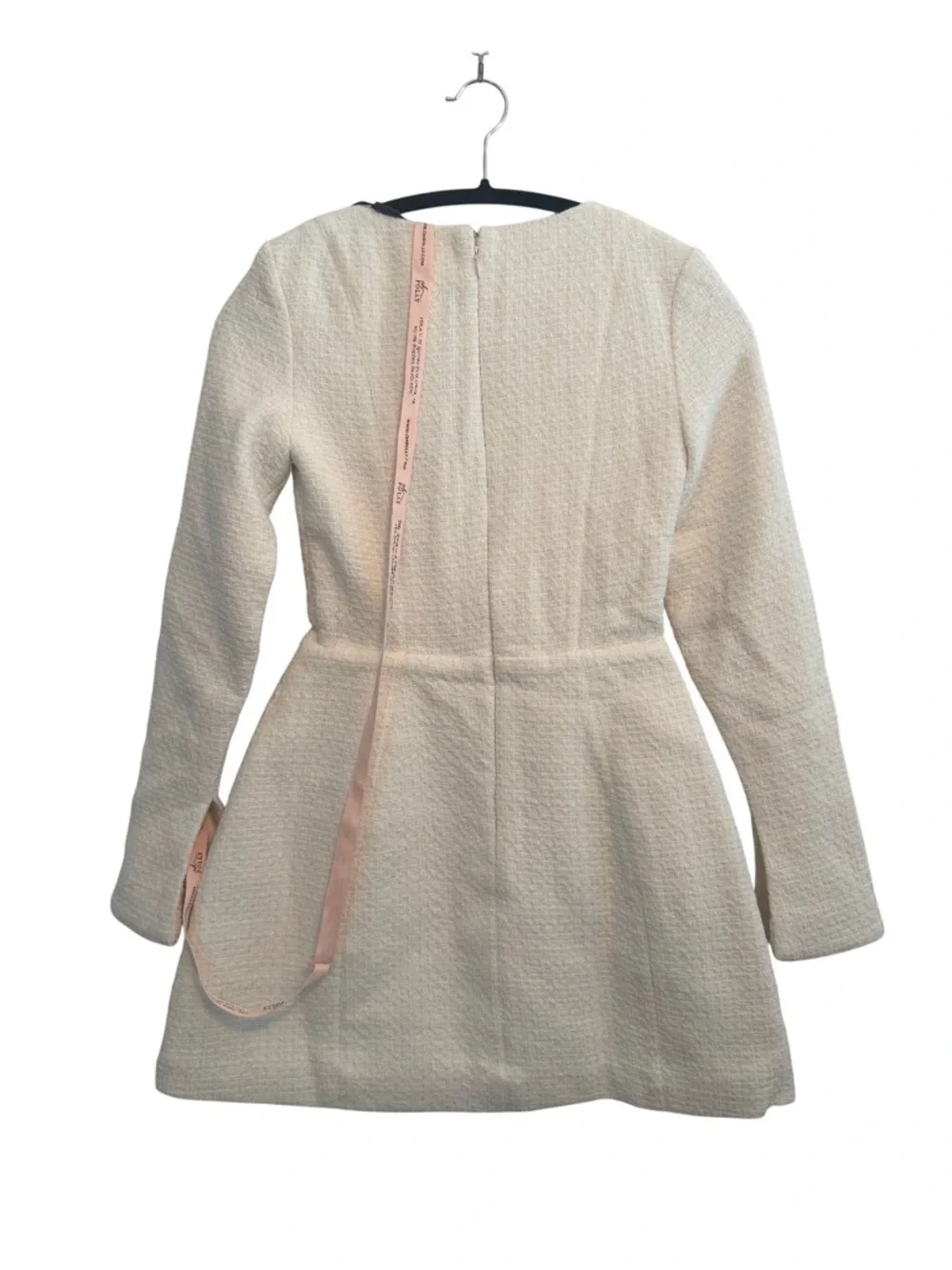 NEW Oh Polly Ivory Tacita Tweed Structured Sweetheart Long Sleeve Mini Dress 2 - Picture 3 of 8